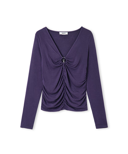 Metal Aksesuarlı Büzgülü Tişört