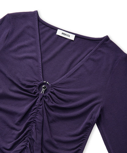 Metal Aksesuarlı Büzgülü Tişört