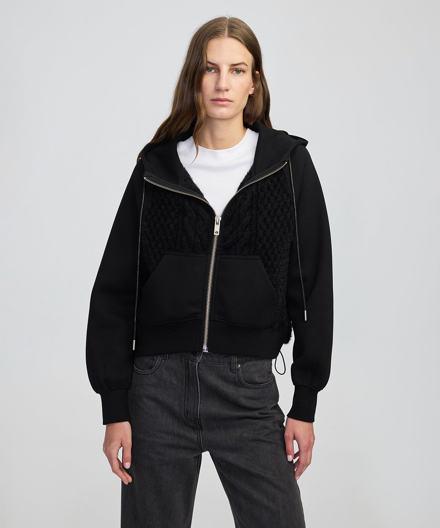 Kumaş Mix Ayarlanabilir Bel Sweatshirt