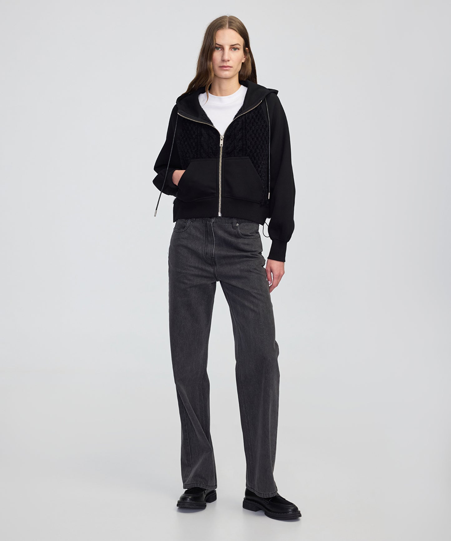 Kumaş Mix Ayarlanabilir Bel Sweatshirt