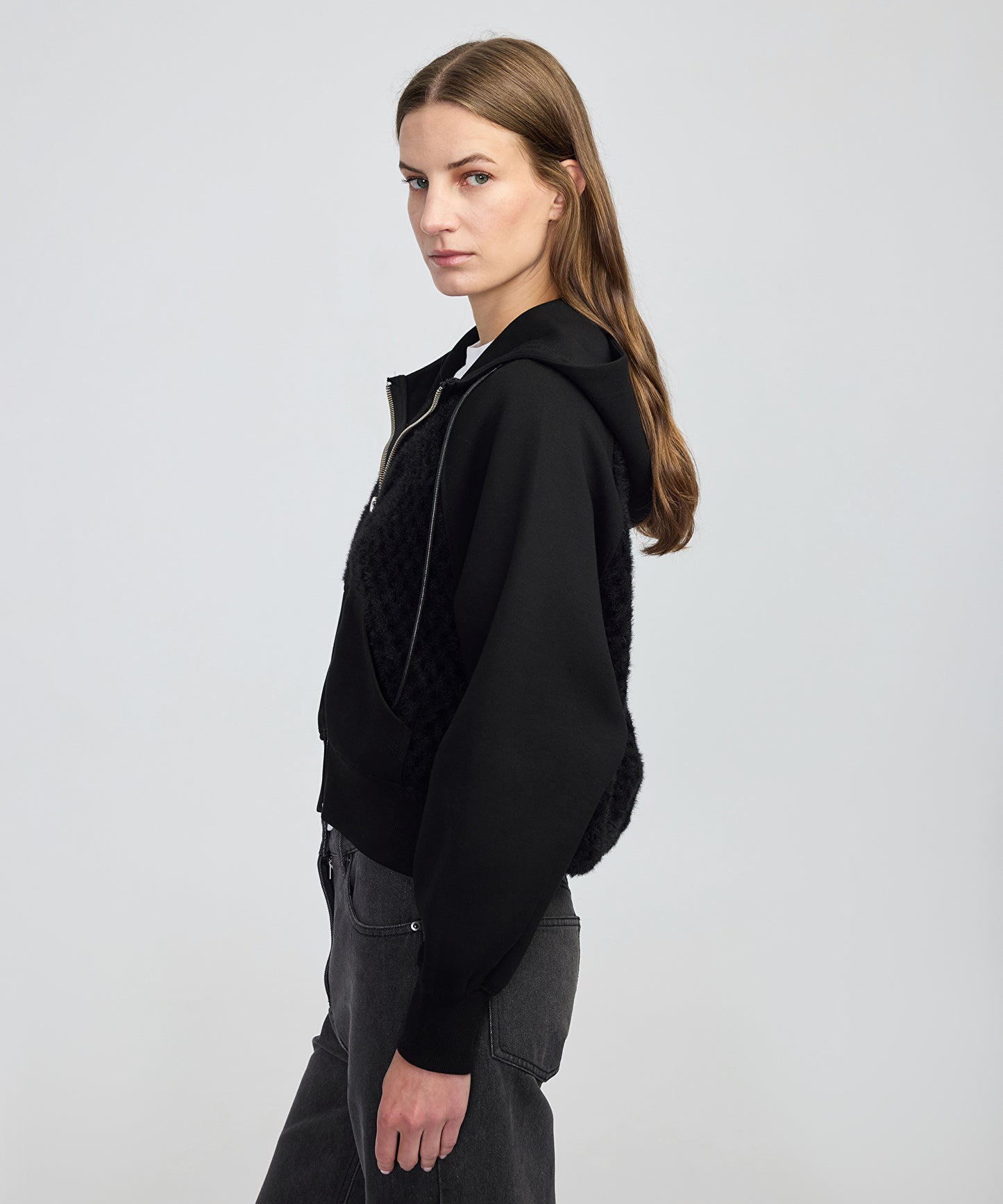 Kumaş Mix Ayarlanabilir Bel Sweatshirt