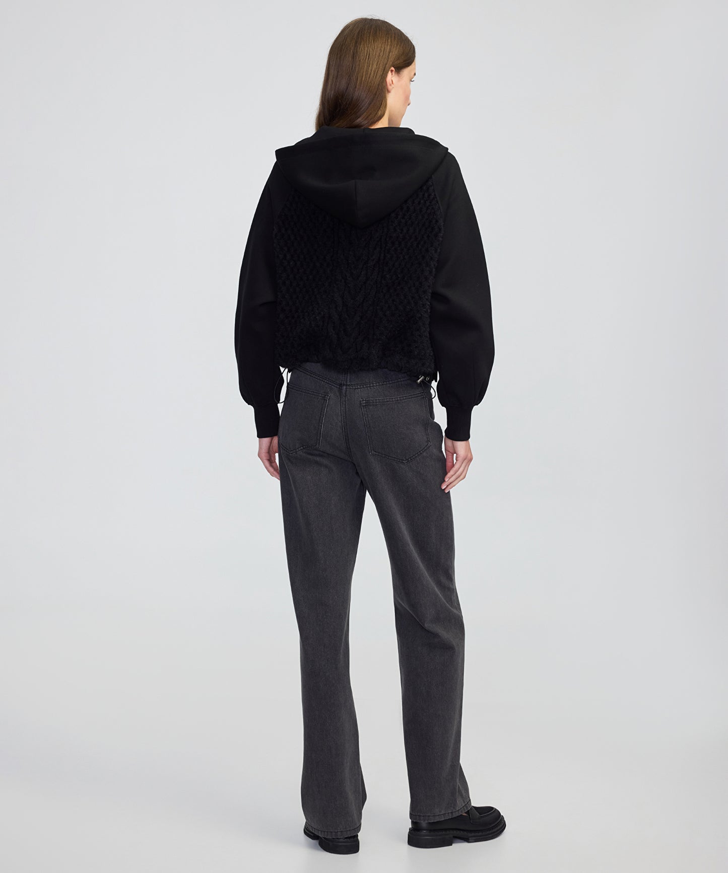 Kumaş Mix Ayarlanabilir Bel Sweatshirt