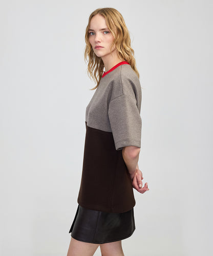 Kontrast Yaka Colorblock Sweatshirt