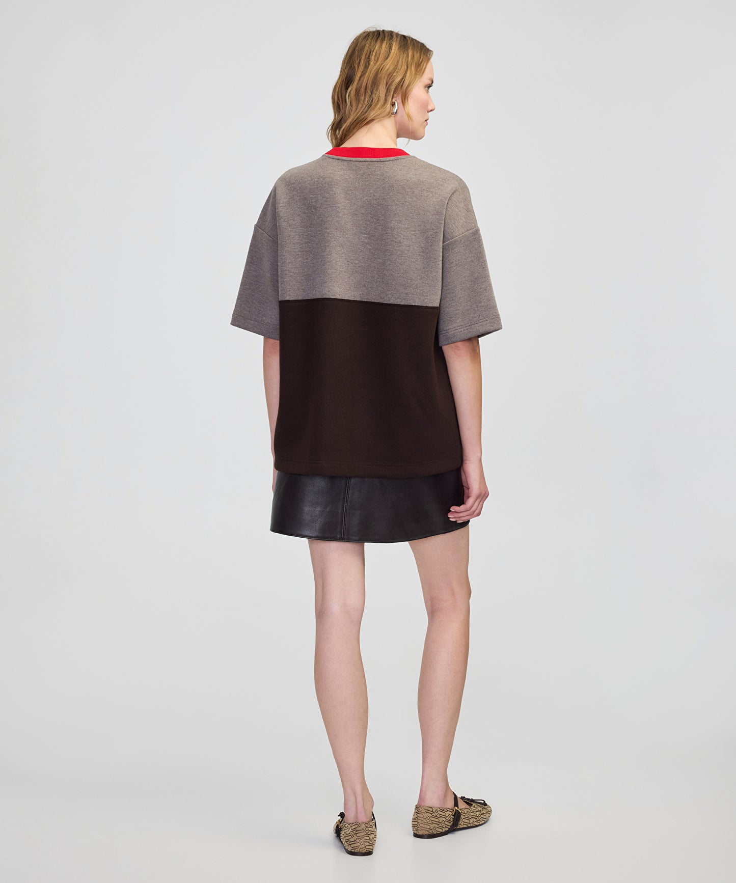 Kontrast Yaka Colorblock Sweatshirt