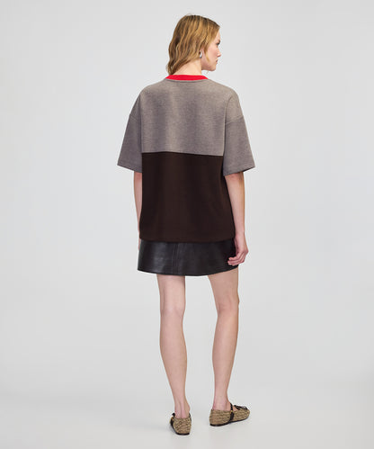 Kontrast Yaka Colorblock Sweatshirt