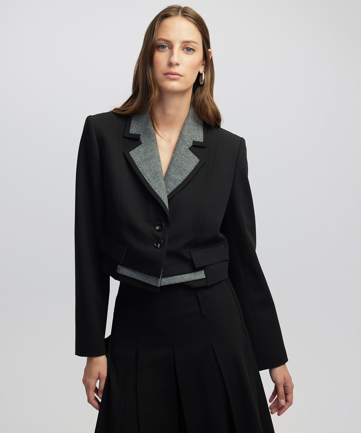 Kumaş Mix Crop Blazer