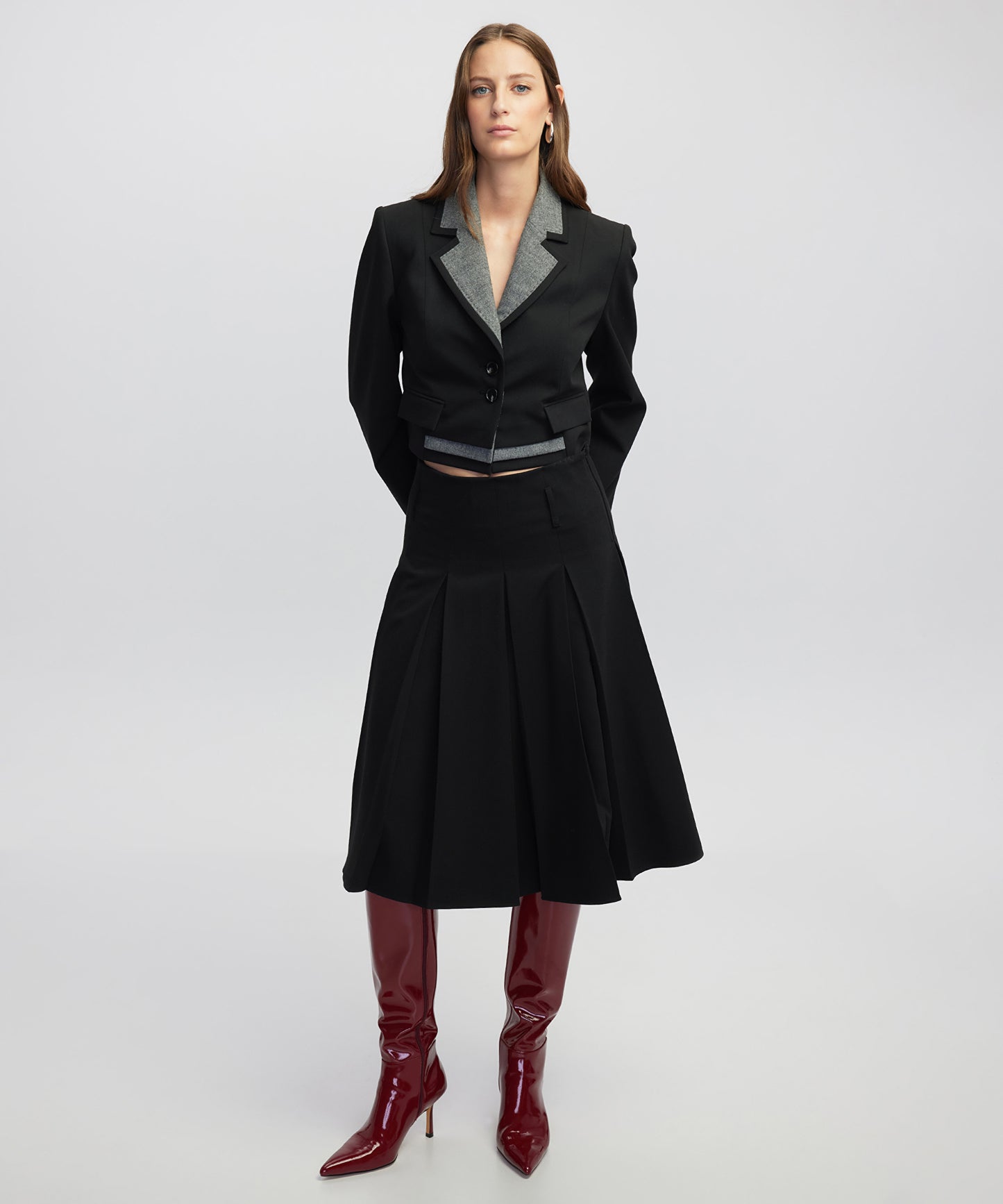 Kumaş Mix Crop Blazer