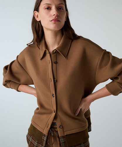 Kahverengi Kontrast Katmanlı Oversize Gömlek Iw6260025144027 | Ipekyol