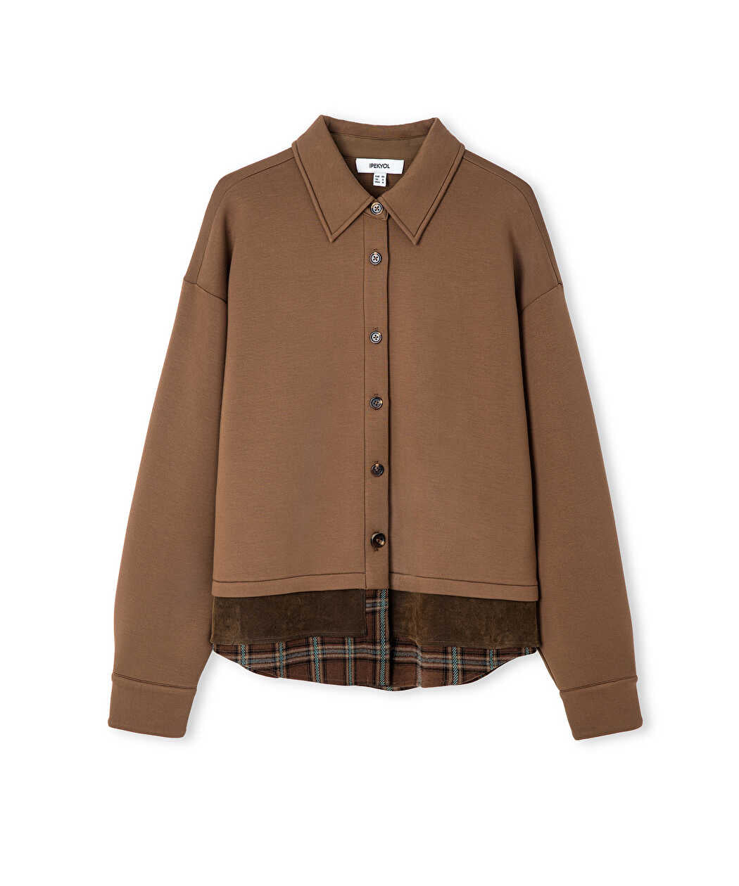 Kahverengi Kontrast Katmanlı Oversize Gömlek Iw6260025144027 | Ipekyol