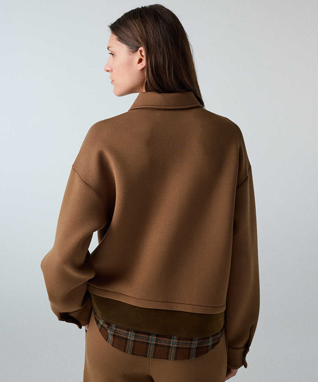Kahverengi Kontrast Katmanlı Oversize Gömlek Iw6260025144027 | Ipekyol