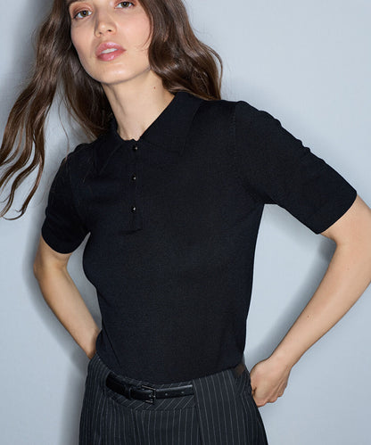 Siyah Polo Yaka Triko Iw6260050177001 | Ipekyol
