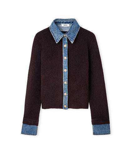 Kahverengi Çift Parça Görünüm Denim Mix Triko Iw6260050193186 | Ipekyol