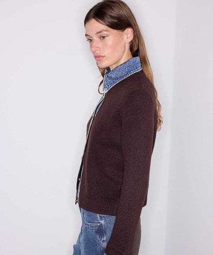 Kahverengi Çift Parça Görünüm Denim Mix Triko Iw6260050193186 | Ipekyol