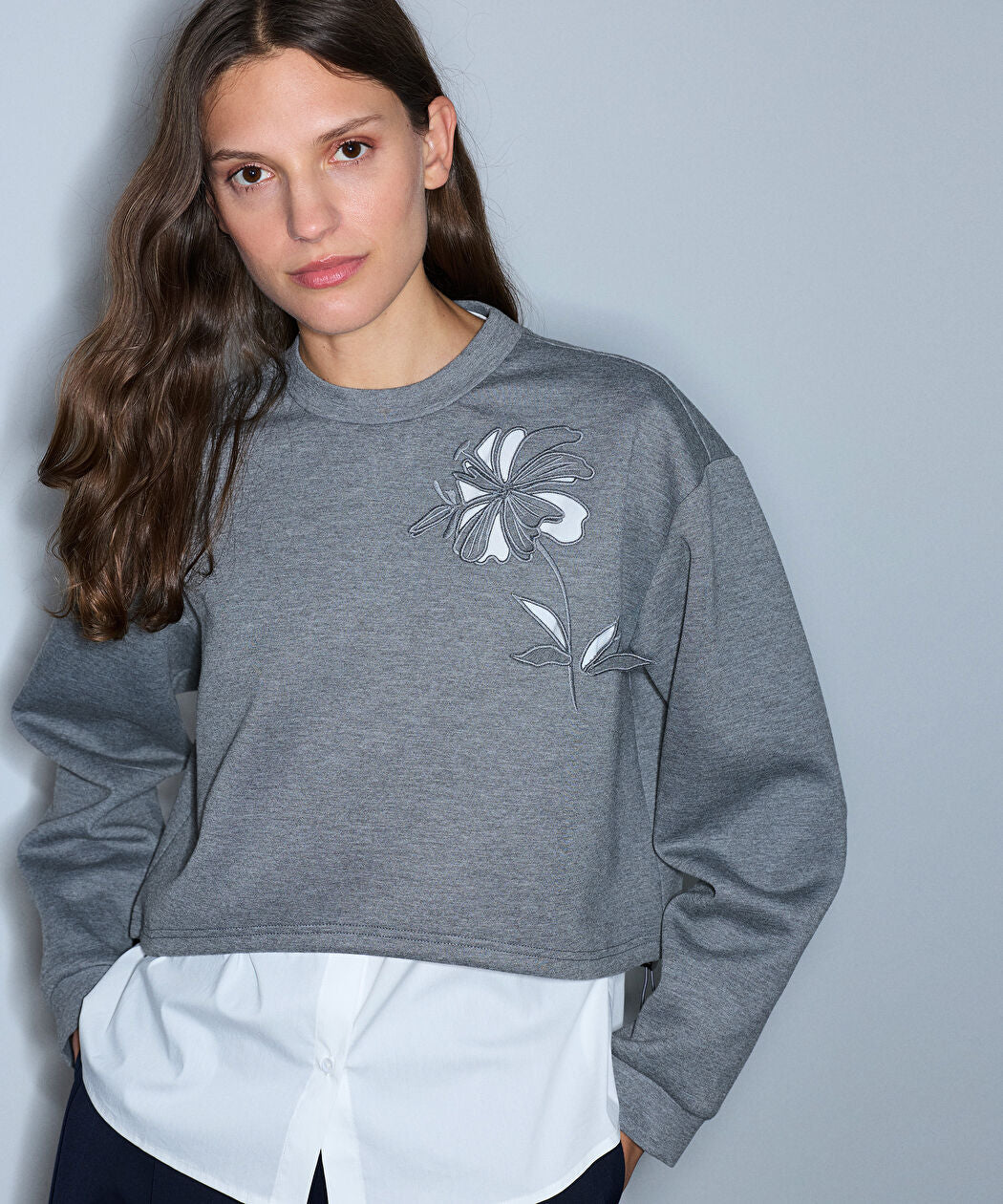 Gri Çift Parça Görünüm Cutout Sweatshirt Iw6260091123126 | Ipekyol