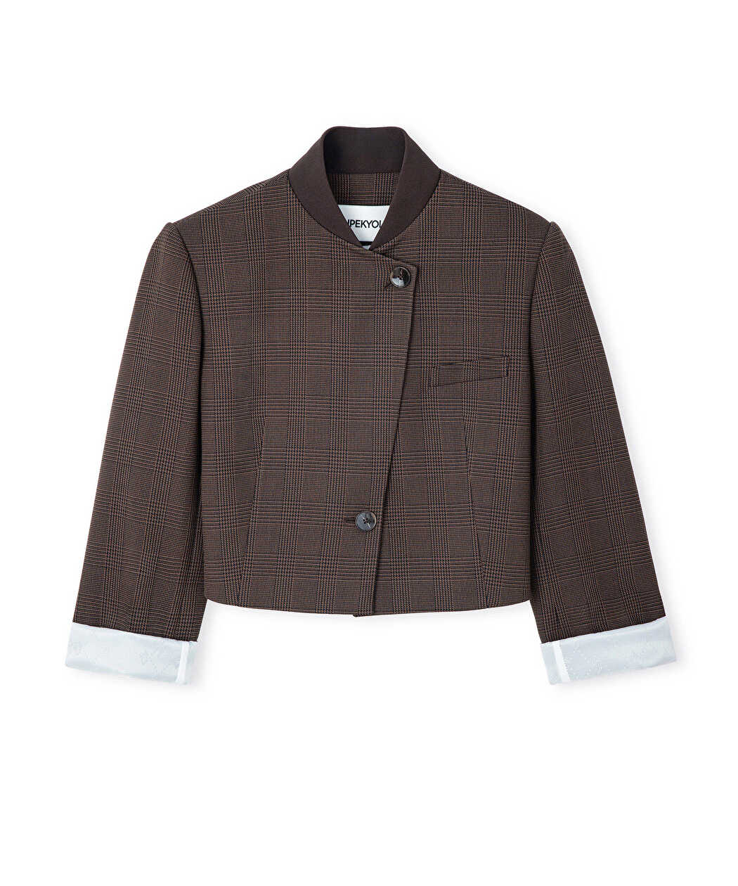 Kahverengi Ekose Desen Kontrast Yaka Blazer Iw6260106126074 | Ipekyol
