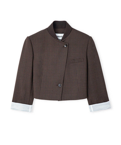 Kahverengi Ekose Desen Kontrast Yaka Blazer Iw6260106126074 | Ipekyol