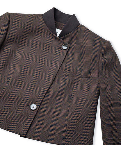 Kahverengi Ekose Desen Kontrast Yaka Blazer Iw6260106126074 | Ipekyol