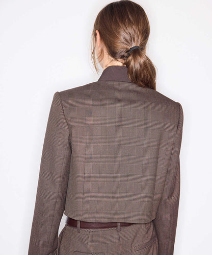 Kahverengi Ekose Desen Kontrast Yaka Blazer Iw6260106126074 | Ipekyol