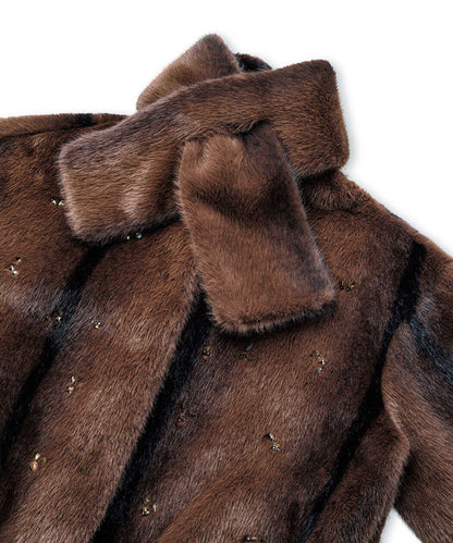 Kahverengi Strass Taşlı Suni Kürk Iw6260149137074 | Ipekyol