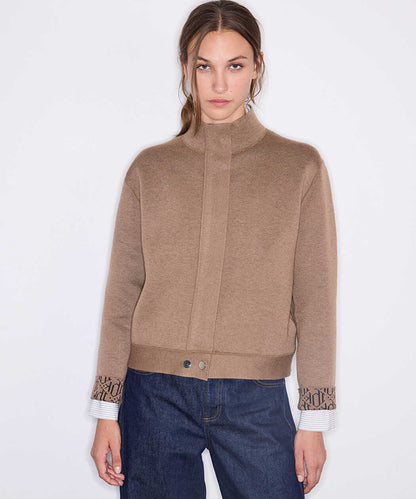 Bej Monogram Astarlı Bomber Hırka Iw6260150132090 | Ipekyol