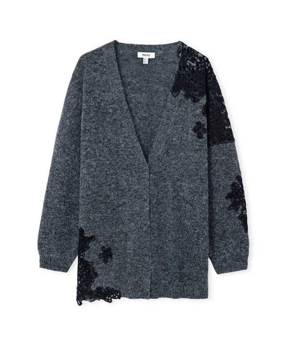 Antrasit Dantel Mix Oversize Hırka Iw6260150149036 | Ipekyol