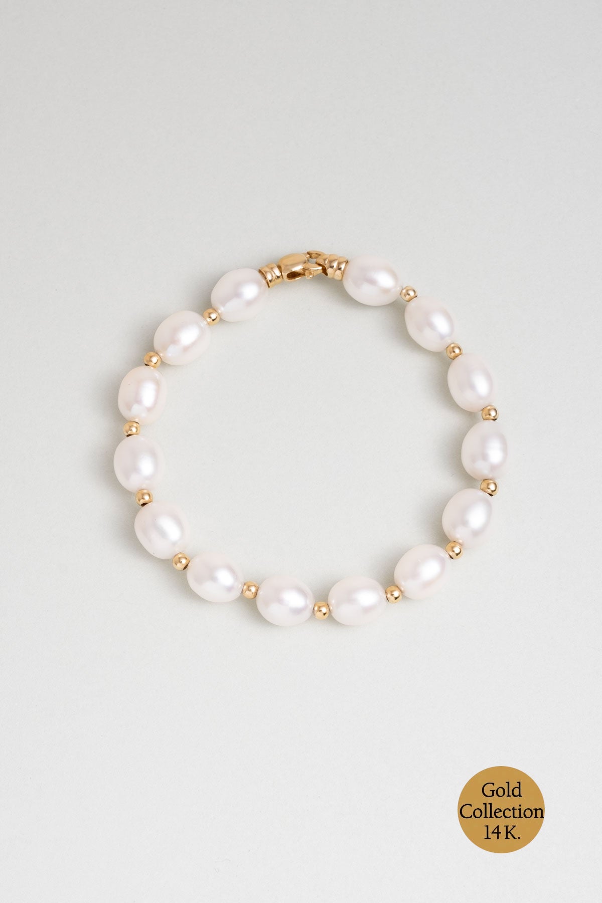 Doğal Inci Taşlı 14 Ayar Altın Bileklik M00301233620