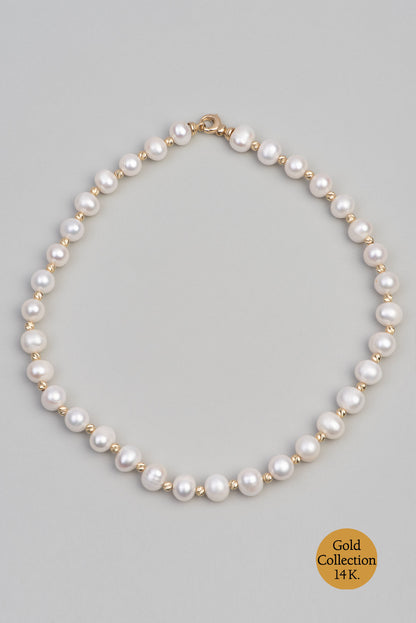 Doğal Inci Taşlı 14 Ayar Altın Kolye M00307603645