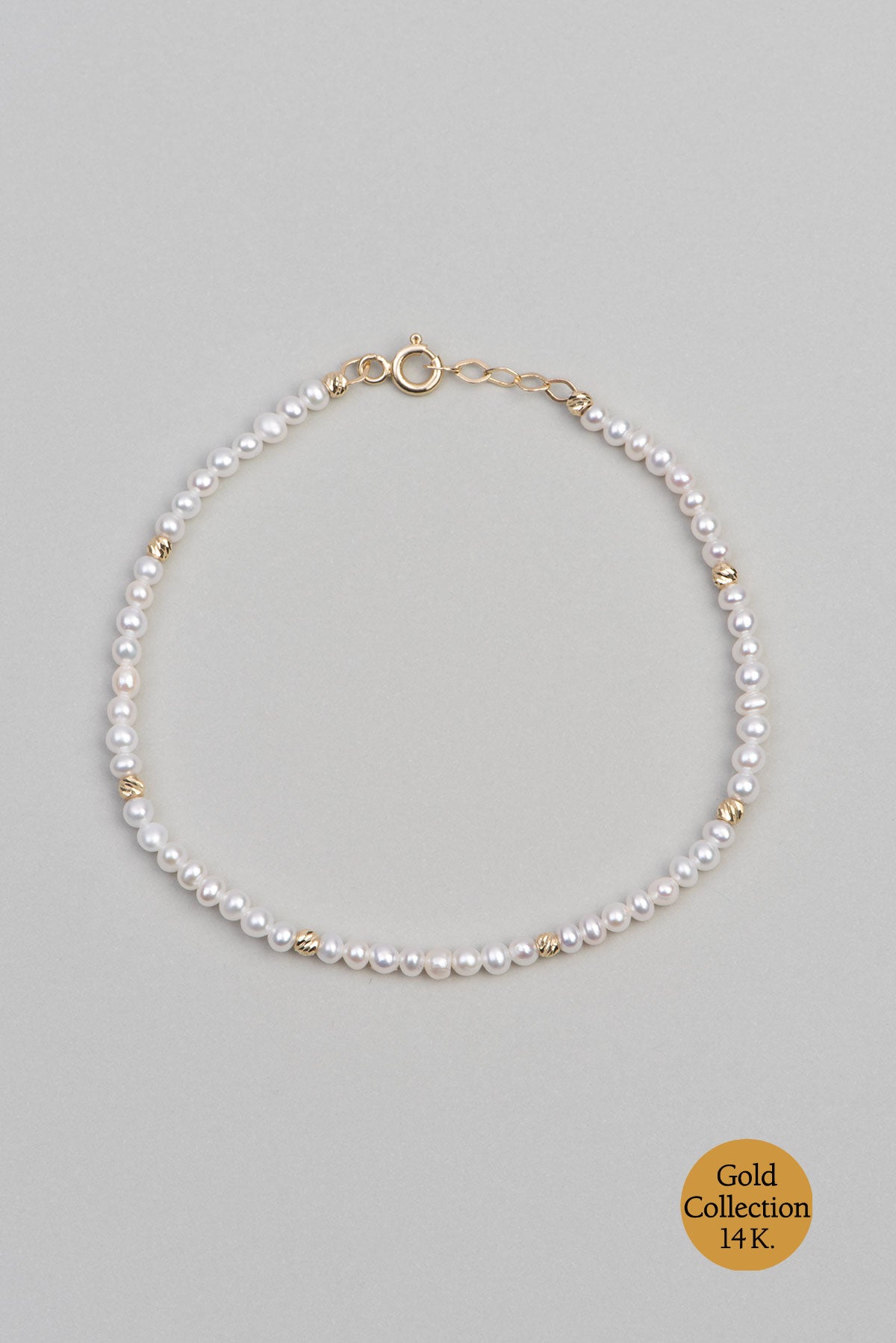 Doğal Inci Taşlı 14 Ayar Altın Bileklik M00316053618