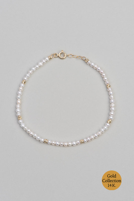 Doğal Inci Taşlı 14 Ayar Altın Bileklik M00316053618