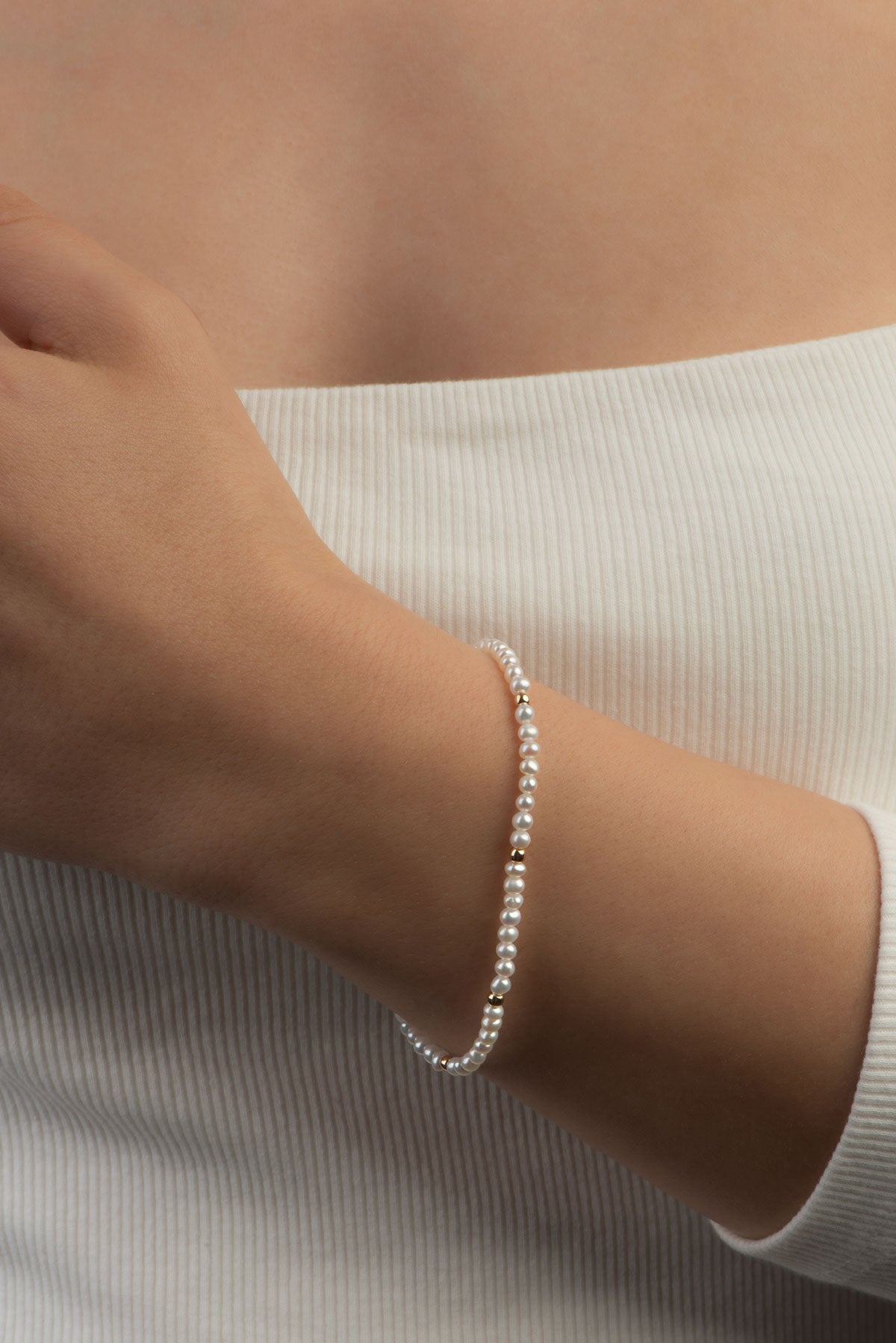 Doğal Inci Taşlı 14 Ayar Altın Bileklik M00317053618