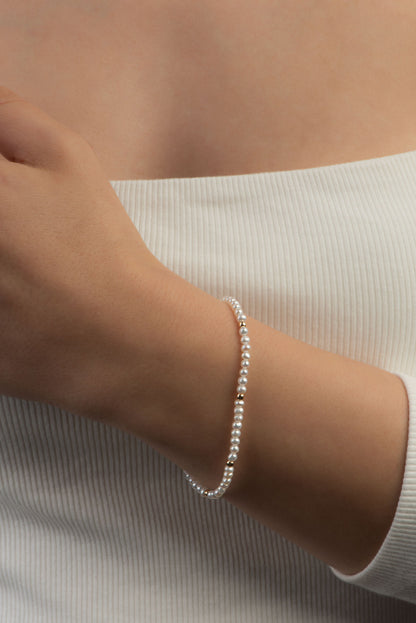 Doğal Inci Taşlı 14 Ayar Altın Bileklik M00317053618