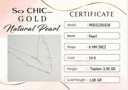 Doğal Inci 14 Ayar Altın Kolye M003220163644