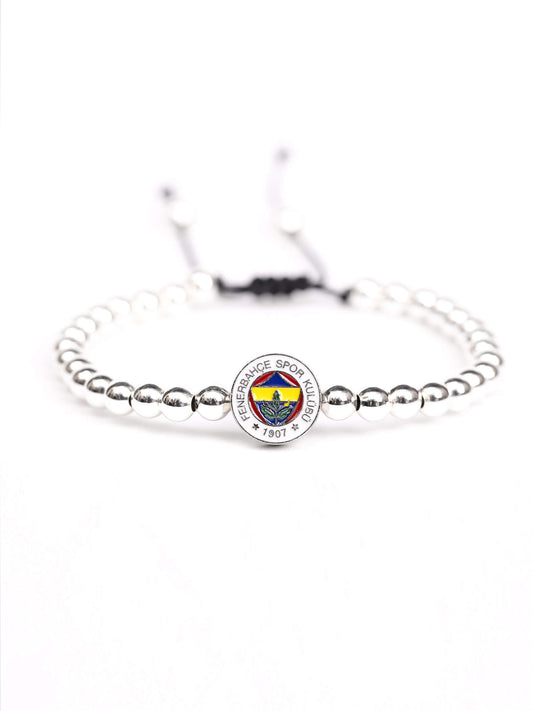 Fenerbahçe Logo Ince Hematit Doğaltaş Gri Bileklik