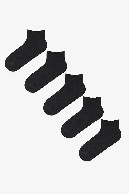 5 Çift Pamuklu Fırfırlı Patik Çorap