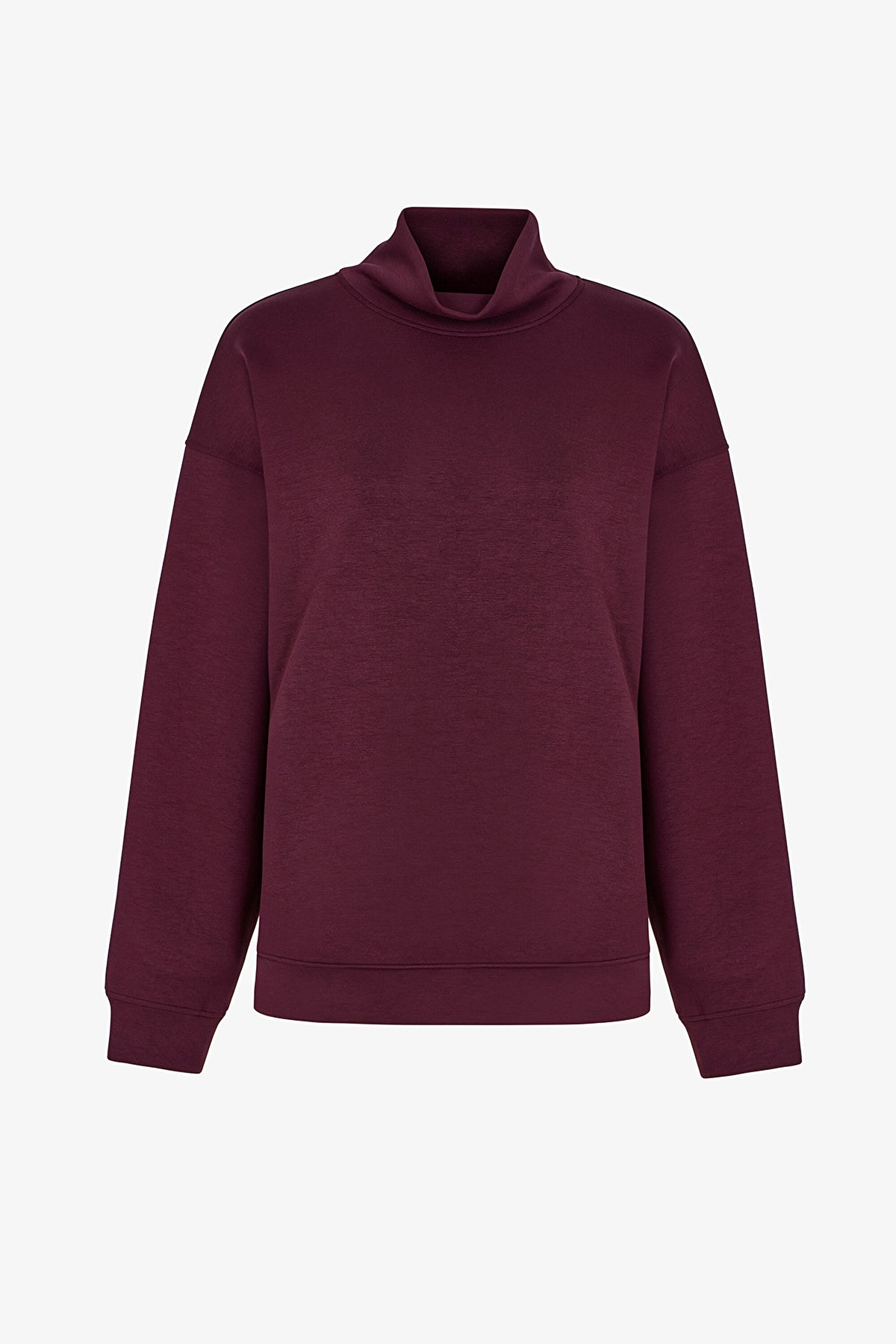 Bordo Ipeksi Dokunuş Silky Touch Rahat Yaka Sweatshirt