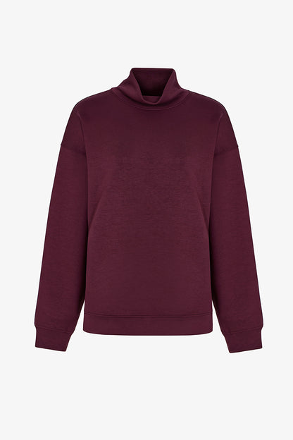 Bordo Ipeksi Dokunuş Silky Touch Rahat Yaka Sweatshirt