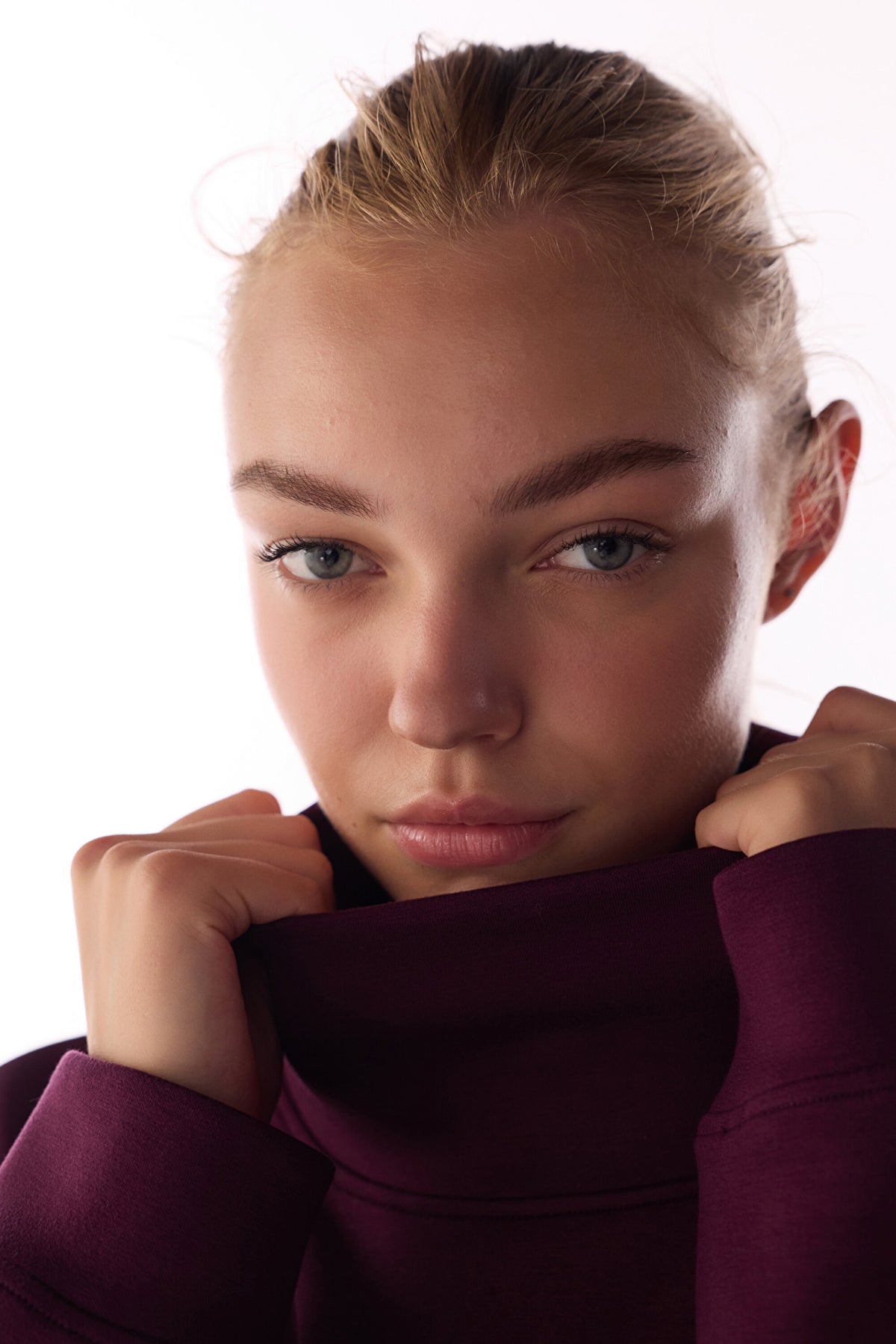 Bordo Ipeksi Dokunuş Silky Touch Rahat Yaka Sweatshirt