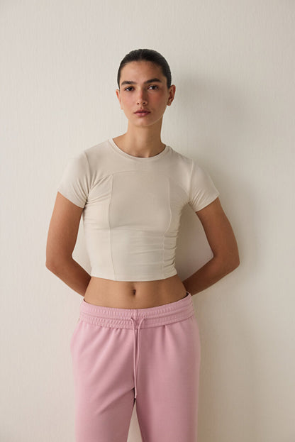 Bej Bisiklet Yaka Kısa Kollu Slim Fit Modal Tişört Ph6cb97k25sk-la67 - Bej - Penti