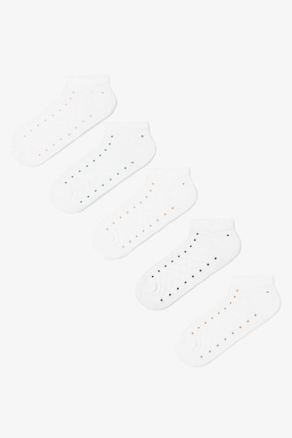 5 Çift Pamuklu Kendinden Desenli Puantiyeli Patik Çorap Ph6qvgx425sk-10 - Beyaz - Penti