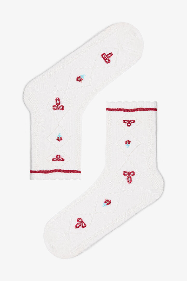 2 Çift Pamuklu Ayı Desenli Fırfırlı Soket Çorap