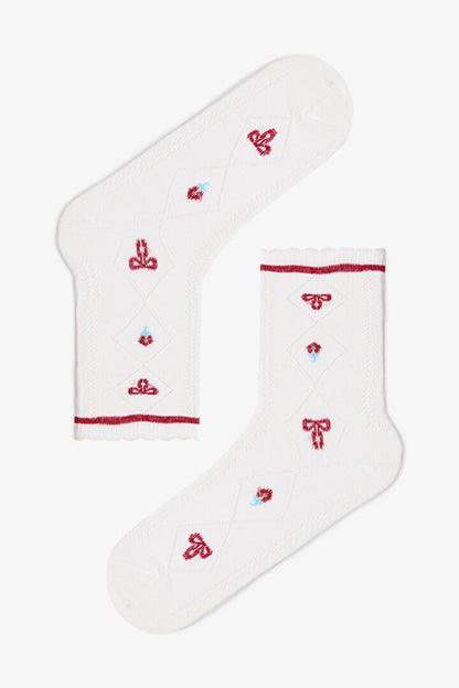 2 Çift Pamuklu Ayı Desenli Fırfırlı Soket Çorap