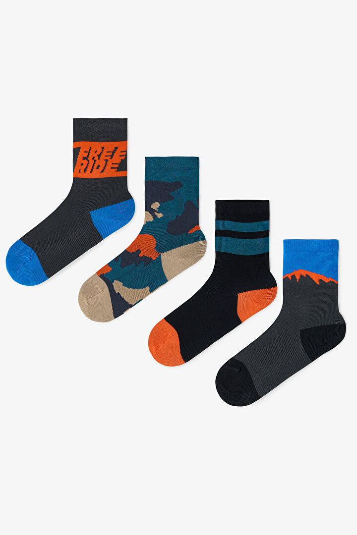 Erkek Çocuk Kaykay Desenli 4'lü Soket Çorap Ph9x3ues25sk-mix - Çok Renkli - Penti
