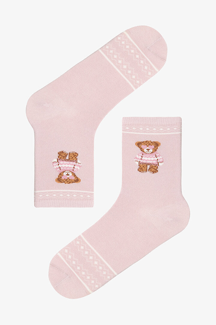 2 Çift Pamuklu Ayı Desenli Soket Çorap