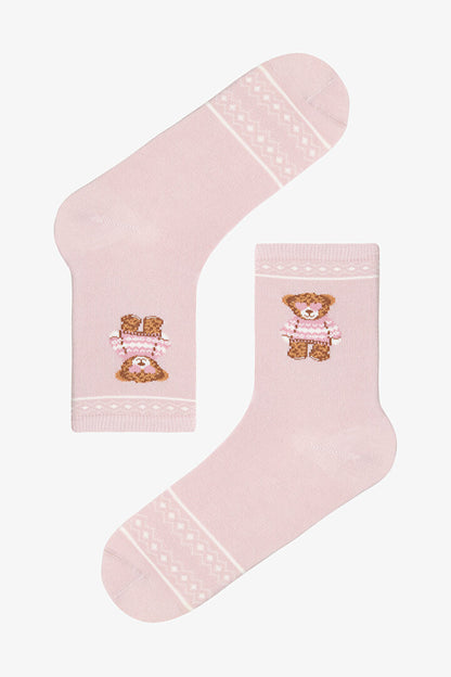 2 Çift Pamuklu Ayı Desenli Soket Çorap