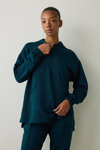 Koyu Yeşil Silky Feel Oversize Fermuarlı Sweatshirt Phibyi5y25sk-dg3 - Koyu Yeşil - Penti