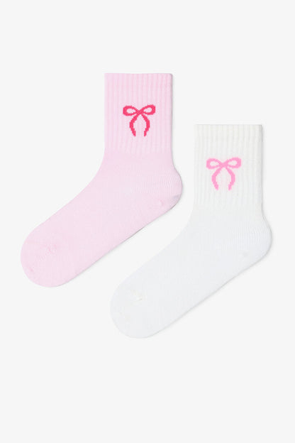 Karışık Renkli Kız Çocuk Ballerina Fiyonklu 2'li Soket Çorap Phiha1tz25sk-mix - Çok Renkli - Penti