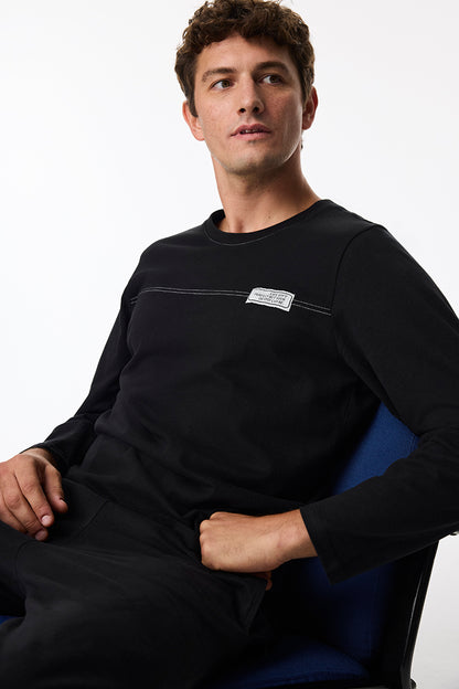 Erkek Siyah Composure Uzun Kollu Jogger Pijama Takımı