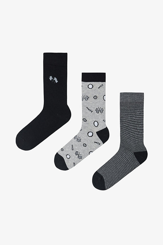 Gri Legends Erkek Puantiye Desenli 3'lü Soket Çorap Phode52c25sk-mix - Çok Renkli - Penti