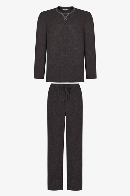 Erkek Gri Glacier Grey Pantolon Uzun Kollu Pijama Takımı