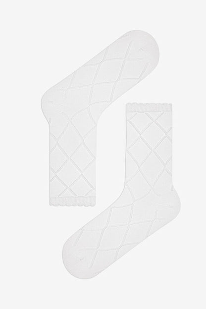 2 Çift Pamuklu Çiçek Desenli Bileği Fırfırlı Burun Dikişsiz Soket Çorap